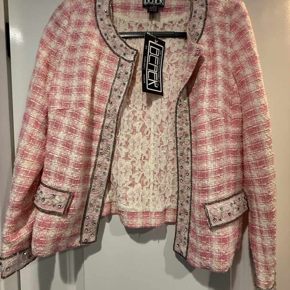 Berek Pink and Cream Tweed Blazer